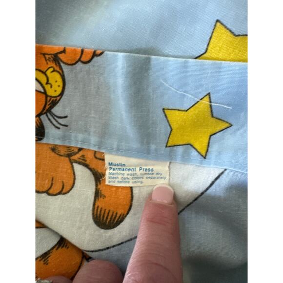 1980s Garfield Twin Sheet Set Moon & Stars JC Penney Vintage - Picture 7 of 9